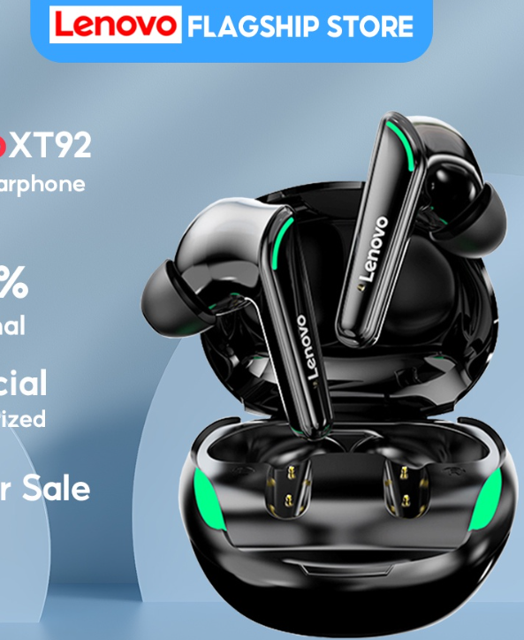 Lenovo XT92 TWS Gaming Bluetooth Earphone Bluetooth 5.1 Low Latency Wireless Headset with Mic 3D Stereo Bass True Wireless Gamer